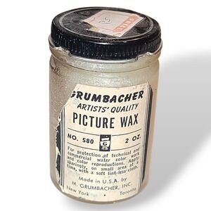 Vintage Grumbacher Picture Wax No 580 Artists Medium 2oz Jar Made USA NOS